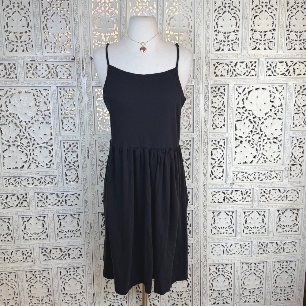 Bitte Kai Rand Black Organic Cotton Sleeveless Babydoll Dress Sz Large Minimal